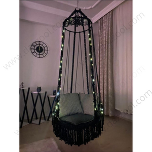 Macrame Knitting Round Swing Hammock 75x160x75cm Black MKR-003 Macrame Knitting Round Swing Hammock 75x160x75cm Black MKR-003