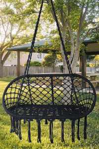 Macrame Knitting Square Swing Hammock Black 60-90 x 140 cm MKR-006 Macrame Knitting Square Swing Hammock Black 60-90 x 140 cm MKR-006