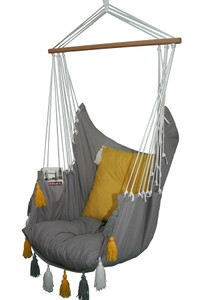 Stylish Chair Swing Hammock Gray & Yellow MKR-007 by dazzool.com Stylish Chair Swing Hammock Gray & Yellow MKR-007 by dazzool.com