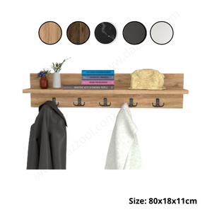 Wall Mounted Wooden Clothes And Coat Hanger 80x18x11cm by dazzool.com Wall Mounted Wooden Clothes And Coat Hanger 80x18x11cm by dazzool.com