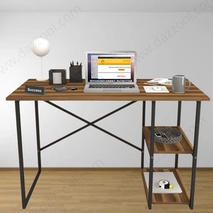 Office Desk Study Desk Laptop Computer Desk Metal/Wood With Two Shelfs (D60xW120xH75cm) OSD-002 by dazzool.com Office Desk Study Desk Laptop Computer Desk Metal/Wood With Two Shelfs (D60xW120xH75cm) OSD-002 by dazzool.com