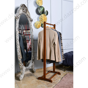 dazzool Standing Wooden Clothes Hanger Stand Dark Brown H123xW50cm DCR-006-dazzool.com dazzool Standing Wooden Clothes Hanger Stand Dark Brown H123xW50cm DCR-006-dazzool.com