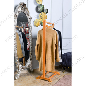 dazzool Standing Wooden Clothes Hanger Stand Light Brown H123xW50cm DCR-008-dazzool.com dazzool Standing Wooden Clothes Hanger Stand Light Brown H123xW50cm DCR-008-dazzool.com