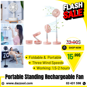 Portable USB Rechargeable Folding Telescopic Fan-dazzool.com Portable USB Rechargeable Folding Telescopic Fan-dazzool.com