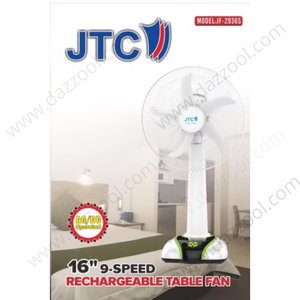 JTC Rechargeable Table Fan 16" 9 Speed JF-2936S-dazzool.com JTC Rechargeable Table Fan 16" 9 Speed JF-2936S-dazzool.com