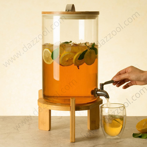 Beverage Dispenser with Wooden Stand 8L-dazzool.com Beverage Dispenser with Wooden Stand 8L-dazzool.com