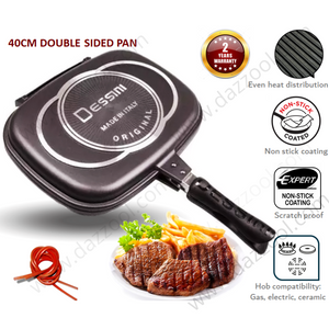 Dessini Double-Sided Non-Stick Grill Pan 40cm Black-dazzool.com Dessini Double-Sided Non-Stick Grill Pan 40cm Black-dazzool.com