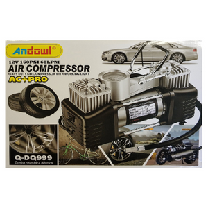 Andowl 2 Cylinder Air Compressor 12v 150psi (60Lit/min) Q-DQ999-dazzool.com