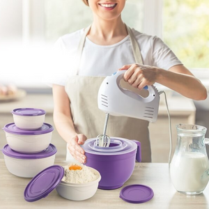 Plastic Mixing Bowl Set 5 PCS M-2034-dazzool.com Plastic Mixing Bowl Set 5 PCS M-2034-dazzool.com