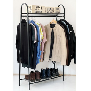 Metal Clothes Hanger With Shoe Rack And Shelf H145xD32xW89 cm-dazzool.com Metal Clothes Hanger With Shoe Rack And Shelf H145xD32xW89 cm-dazzool.com