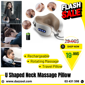 Portable U-Shaped Neck Massage Pillow - - dazzool.com Portable U-Shaped Neck Massage Pillow - - dazzool.com