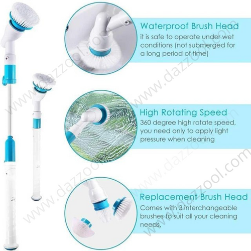 Turbo Scrub Electric Spin Scrubber Cordless Rechargeable Cleaning Brush Adjustable & Waterproof Multipurpose-dazzool.com