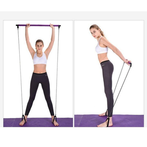 Pilates Bar Lightweight Resistance Band And Toning Bar Home Gym Trainer Portable Pilates Total Body Workout Yoga Fitness Stretch - DaZzoOL