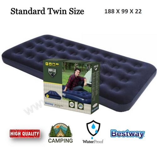 PAVILLO AIRBED, CAMPING AIR MATTRESS, BLUE STANDARD TWIN SIZE (188 X 99 X 22) cm - DaZzoOL