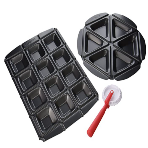 EZ Pockets Gray Non-Stick Steel 4-Piece Baking Kit with Cutting Tool and Recipe Book -  - dazzool.com