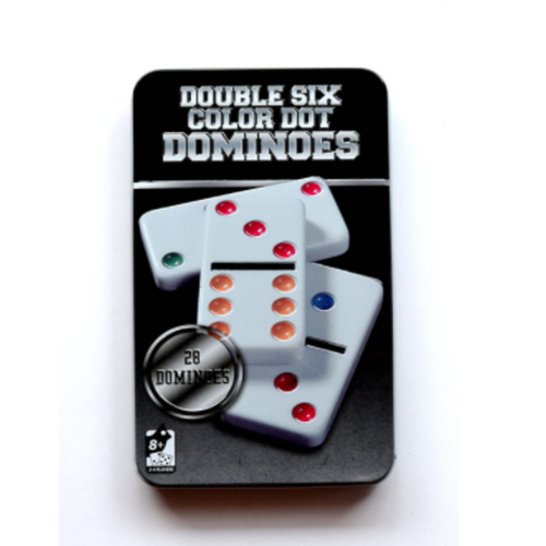 Double Six Color Dot Domino Dominoes In Metal Tin Box