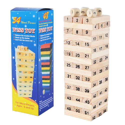 54 Pcs Kids 2in1 Wiss Toy Raw Wood Layered Building Blocks Toys -  - dazzool.com