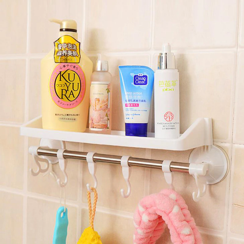 Multifunctional powerful vacuum suction rack plastic shelf for bathroom -  - dazzool.com