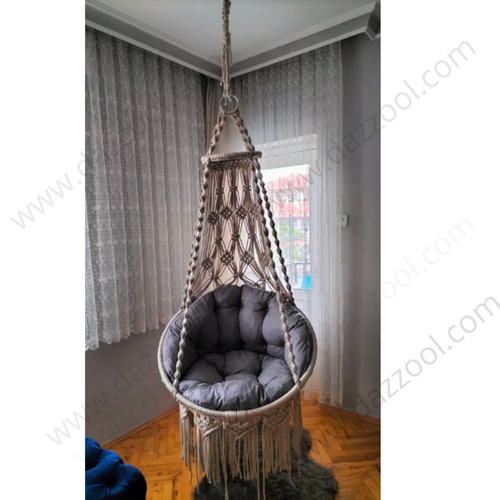 Handmade Macrame Knitting Round Swing Hammock  80x60x165cm MKR-011 by dazzool.com