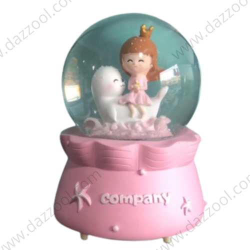 Snow globe Beauty Princess With Animal in Glass With Music Light & Fan for snowing effect