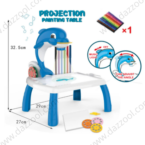 Drawing Board with LED Projector for Kids Dolphin 2 in 1 Musical Art Painting Board-dazzool.com