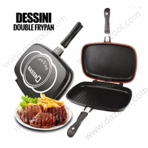Dessini Non-Stick Double Grill Pan Black 44cm-dazzool.com