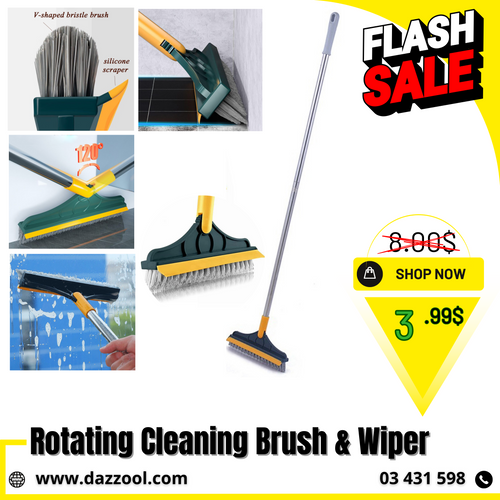 2 in 1 Floor Scrub Brush With 120° Rotation Handle-dazzool.com