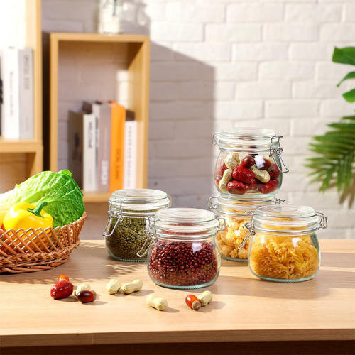 Food Storage Glass Jars Set With Airtight Lid-dazzool.com