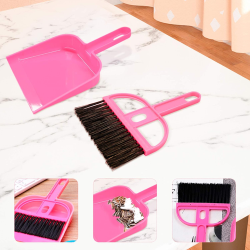 Mini Plastic Dustpan & Broom Set-dazzool.com