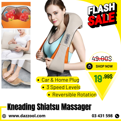 Kneading Neck & Shoulder Shawl Massager Roller Home/Car Plug - Massager - dazzool.com