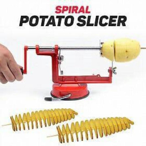 Stainless Steel Manual Red Spiral Potato Slicer French Fry Cutter Potato Chips -  - dazzool.com