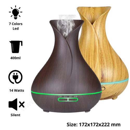 Essential Oil Diffuser Humidifier 400ml Ultrasonic Cool Mist Aroma Wood Grain YX-088 - Humidifiers - dazzool.com