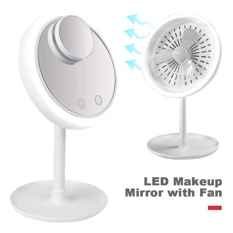 3in1 Professional 7.9 Inch Lighted Makeup Mirror 5X Magnifying Vanity Mirror with LED Lights and Fan - DaZzoOL