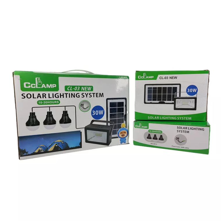 Solar Lighting System With Bulbs 30W CClamp CL-03 -  - dazzool.com