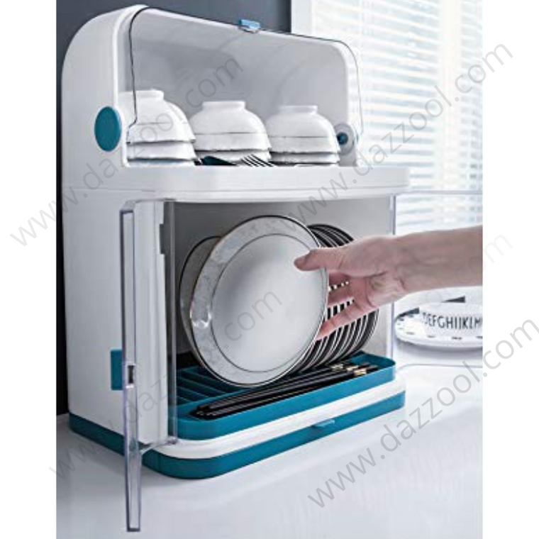 Dish Rack Storage Box Kitchen Bowl Rack with Lid for Tableware, Bowls, Plates, Dishes, Drain Racks, Plastic Cupboards, Household, Kitchen-dazzool.com