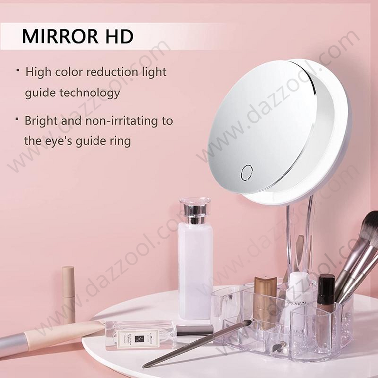 10x Magnifying Makeup Mirror with lights and Organizing Box HH098-dazzool.com