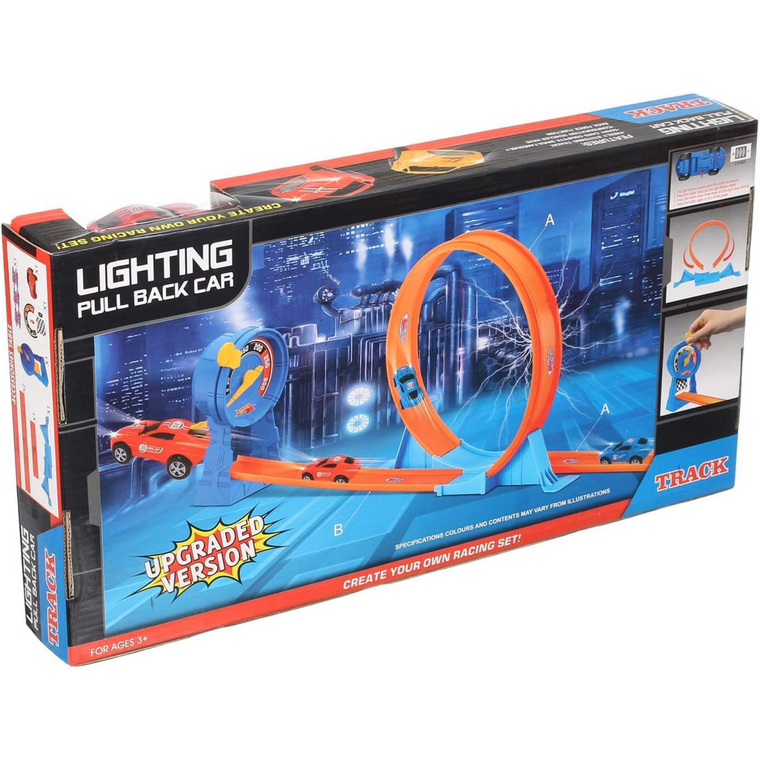 Lighting Pull Back Car Race Track Set for Boys 6688-235 3+-dazzool.com