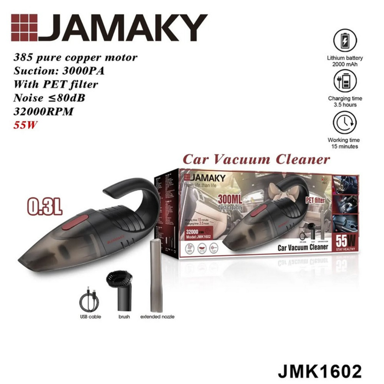 Jamaky JMK1602 handy vacuum cleaner Lebanon, مكنسة كهربائية محمولة Jamaky, rechargeable vacuum Beirut, car vacuum cleaner Lebanon, Dazzool home appliance