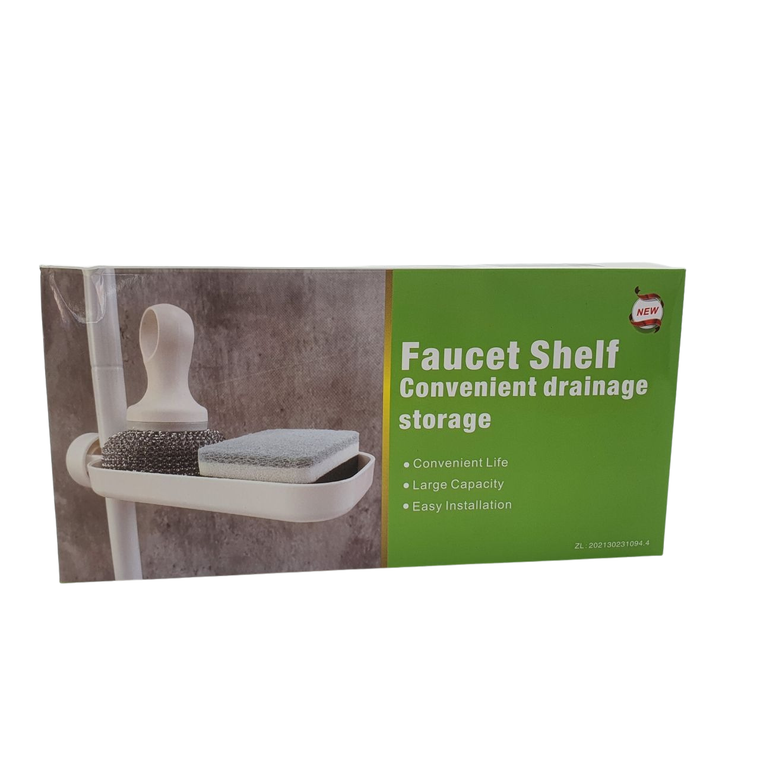 Veleka faucet shelf Lebanon, رف تخزين للحنفية مع تصريف, sink organizer rack Beirut, kitchen sponge holder Lebanon, Dazzool home accessory