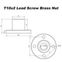 ZYLtech Brass Nut Only for T10x2 Lead Screw