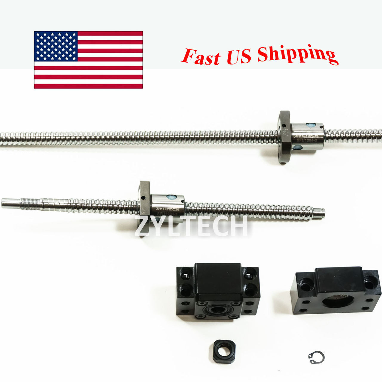 ZYLtech 12mm 1204 Antibacklash Ball Screw w/ Ballnut - Pre-cut