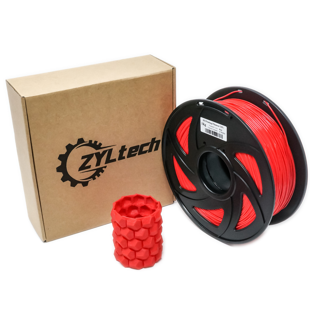 Basics TPU 3D Printer Filament, 1.75 mm, Red, 1 kg Spool (2.2 lbs)