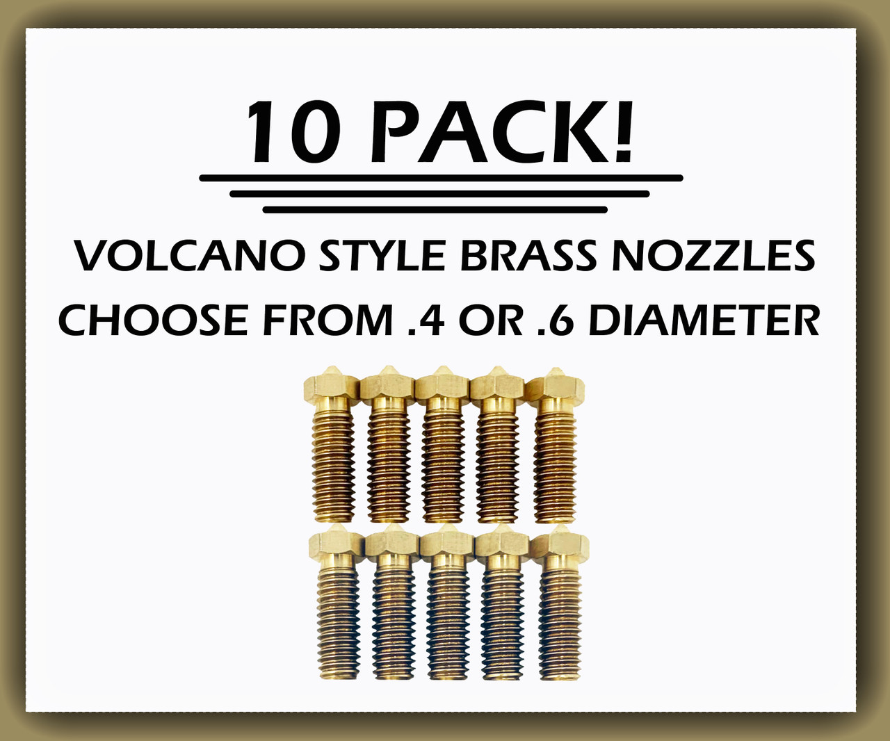 V6 Brass Volcano Style Nozzle For 1.75mm Filament 10 Pack