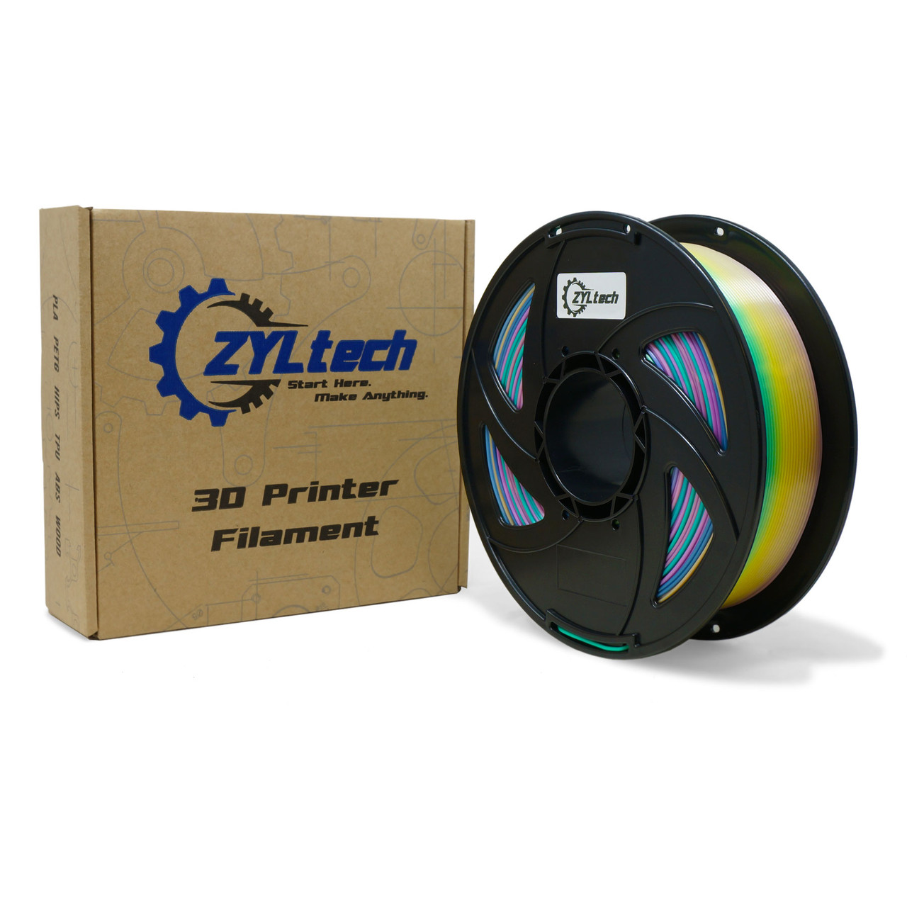 New Rainbow PLA 3D Printer Filament 1.75mm 1 kg 2.2 lbs - ZYLtech