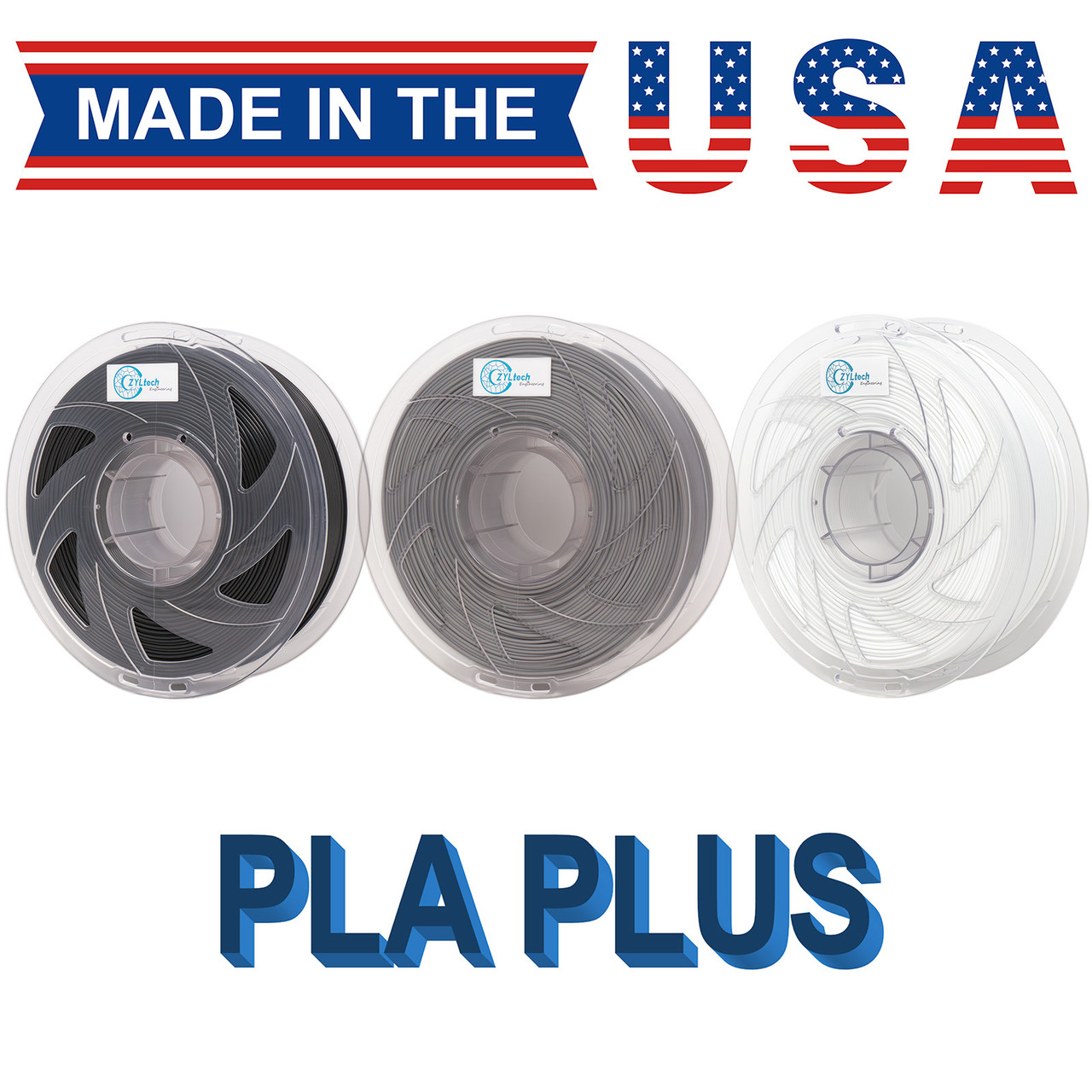 PLA Plus PLA+ 1.75 mm 1 kg 2.2 lbs Made In USA - ZYLtech