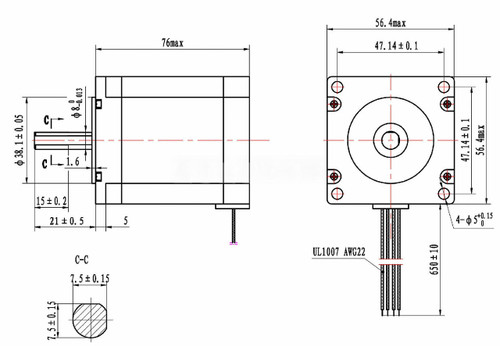 Nema 23 Stepper Motor - 3.0 A, 1.9 N.m, 269 oz.in - ZYLtech