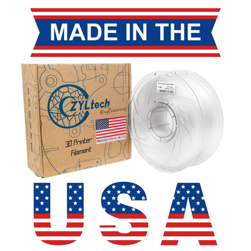 Made in USA Transparent PETG 3D printer filament 1.75 mm 1 kg 2.2 lbs