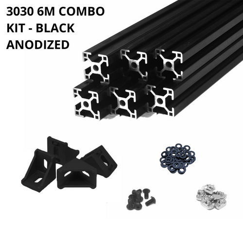 Black 3030 T-slot 30mm Aluminum Extrusion Kit  6X 1m +  Angle Brackets Screws Nuts Black 3030 T-slot 30mm Aluminum Extrusion Kit  6X 1m +  Angle Brackets Screws Nuts