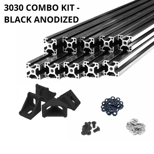Black 3030 T-slot 30mm Aluminum Extrusion Kit  10X 1m +  Angle Brackets Screws Nuts Black 3030 T-slot 30mm Aluminum Extrusion Kit  10X 1m +  Angle Brackets Screws Nuts