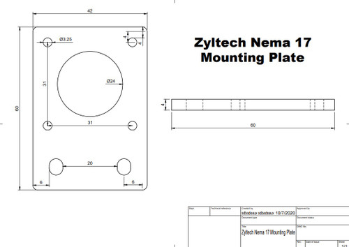 2020 NEMA17 Mounting Plate - ZYLtech Engineering, LLC